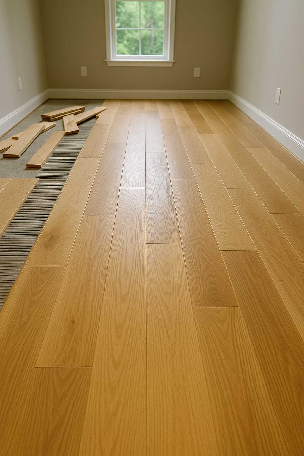Hardwood Plank Installation — Warm Oak Finish